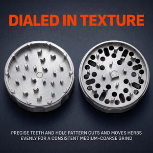 Specular Dial teeth and hole pattern for an even, medium-coarse grind
